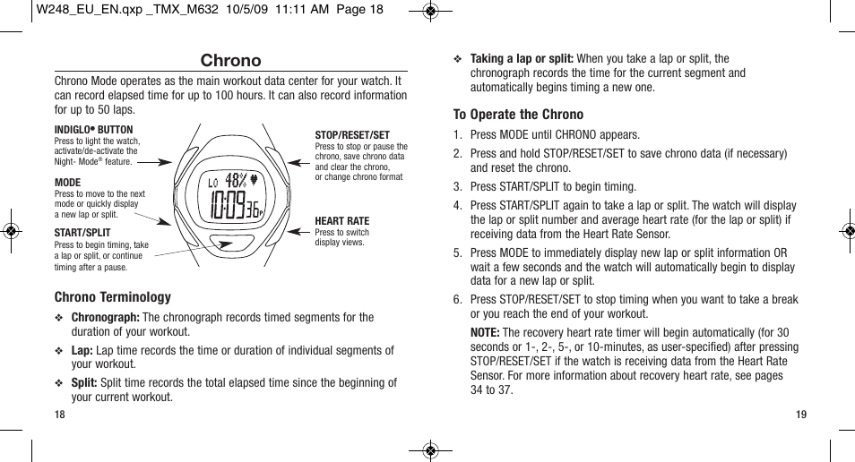Chrono | Timex W-248 User Manual | Page 13 / 35