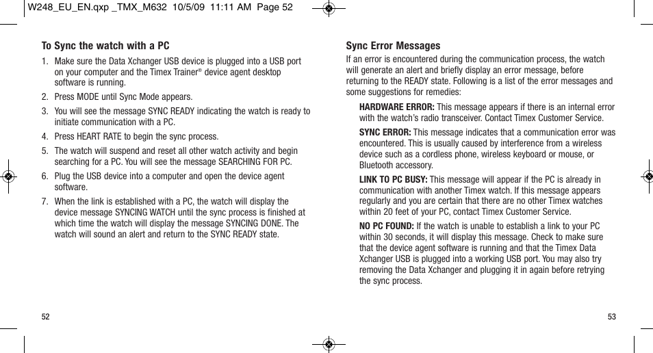 Timex W-248 User Manual | Page 30 / 35