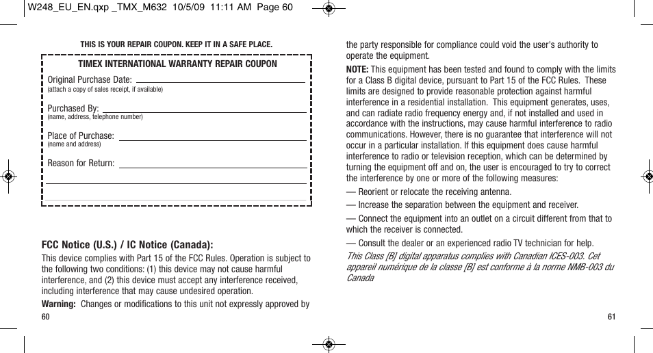Timex W-248 User Manual | Page 34 / 35