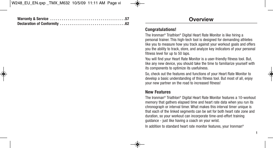Overview | Timex W-248 User Manual | Page 4 / 35