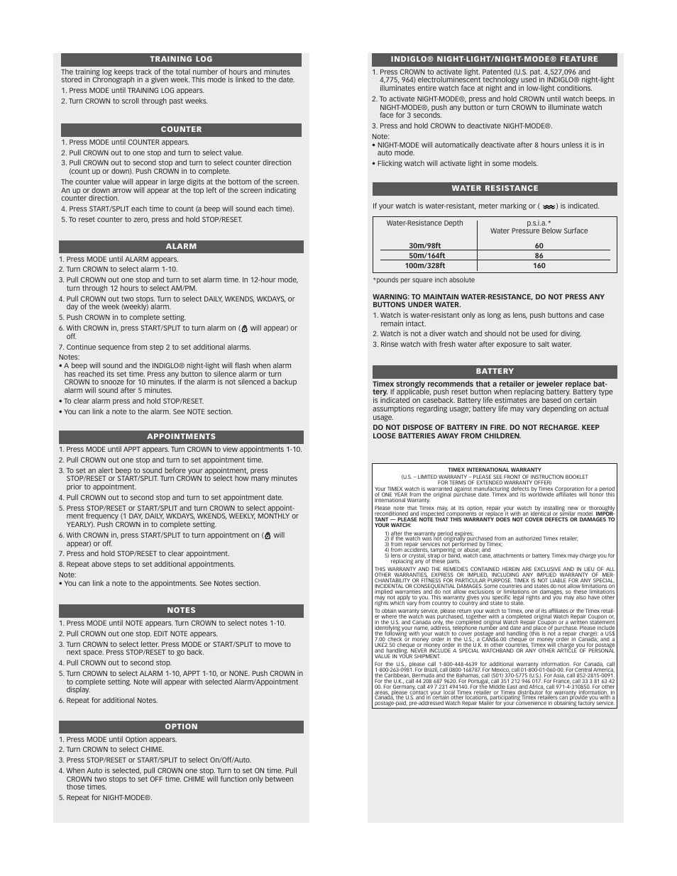 Timex W39 User Manual | Page 2 / 2