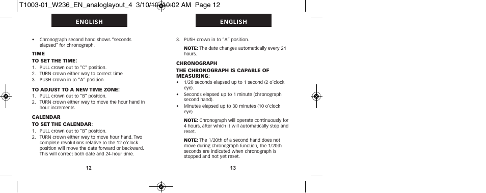 Timex W236 User Manual | Page 10 / 18