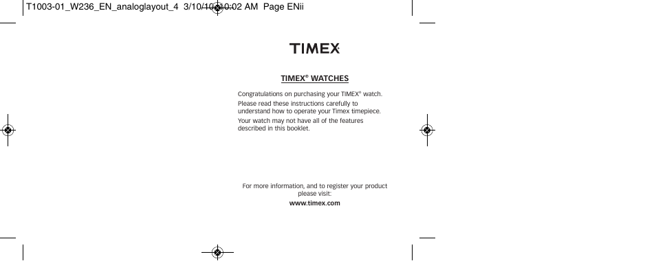 Timex W236 User Manual | Page 3 / 18