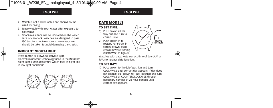 Timex W236 User Manual | Page 6 / 18