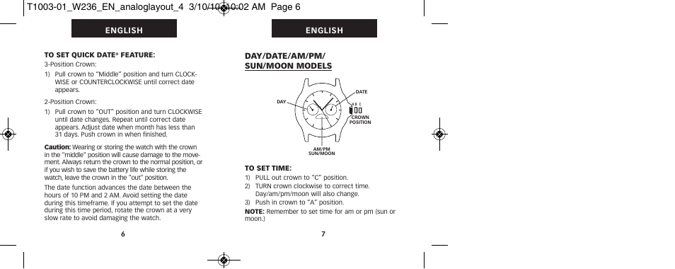 Timex W236 User Manual | Page 7 / 18