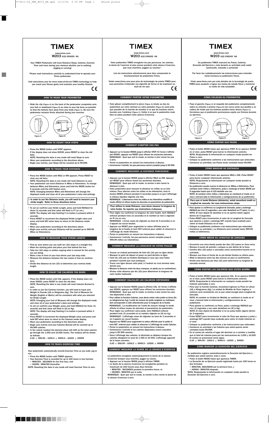 Timex 622 095000 NA User Manual | 2 pages