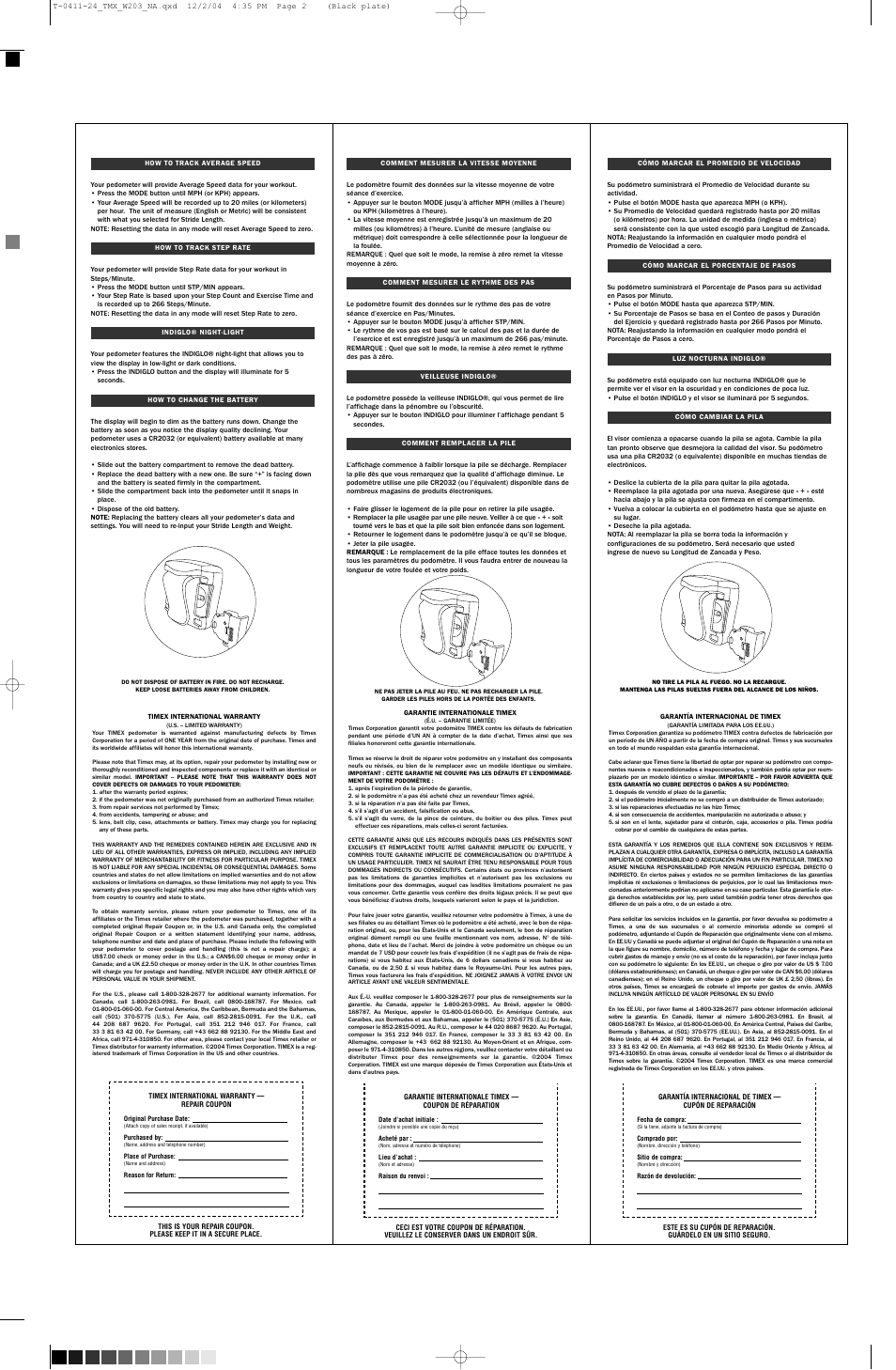Timex 622 095000 NA User Manual | Page 2 / 2