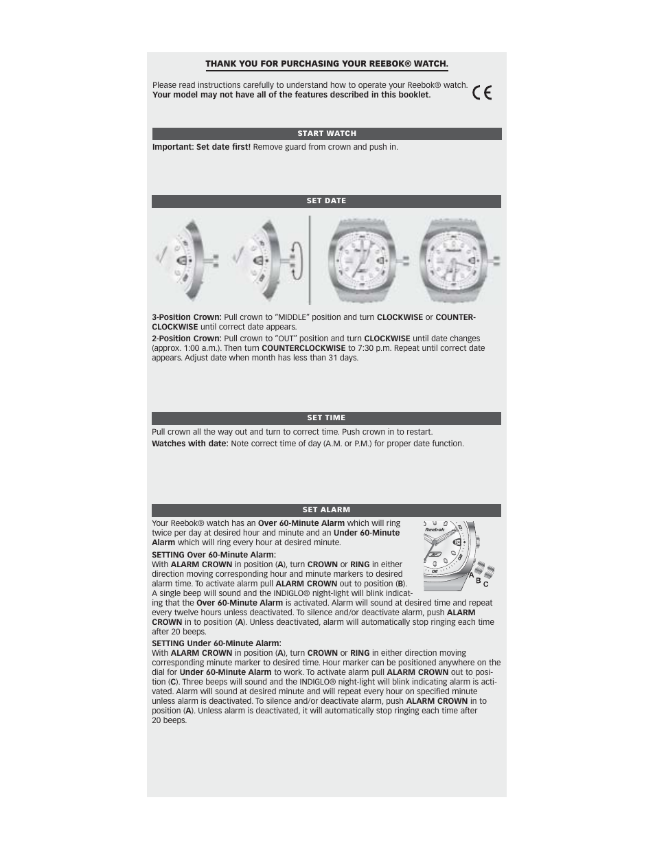 Timex Reebok User Manual | 3 pages