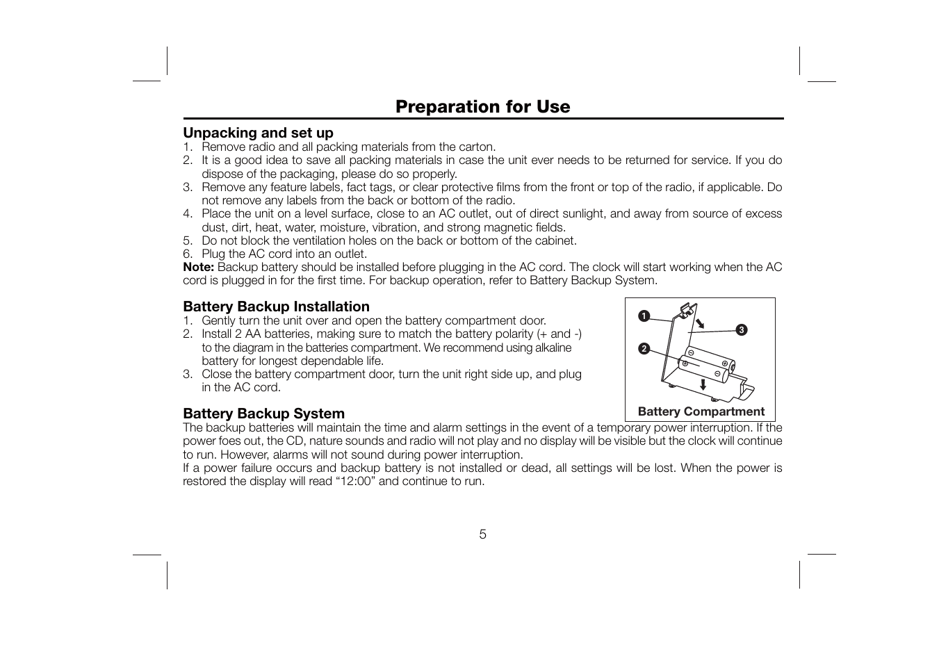 Preparation for use | Timex T612S User Manual | Page 6 / 13