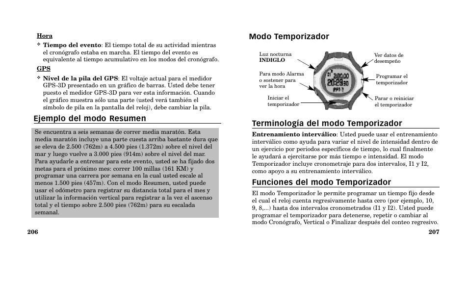 Ejemplo del modo resumen | Timex M185 User Manual | Page 105 / 207
