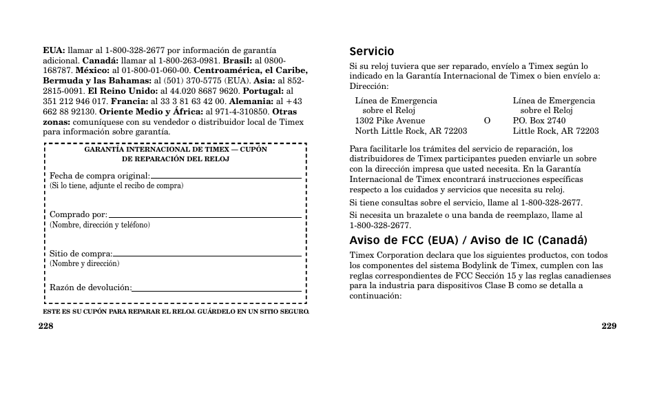 Aviso de fcc (eua) / aviso de ic (canadá) | Timex M185 User Manual | Page 116 / 207