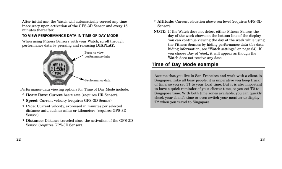Time of day mode example | Timex M185 User Manual | Page 13 / 207