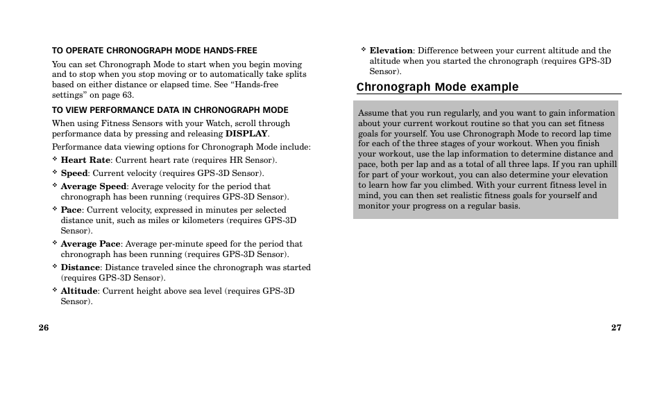 Chronograph mode example | Timex M185 User Manual | Page 15 / 207