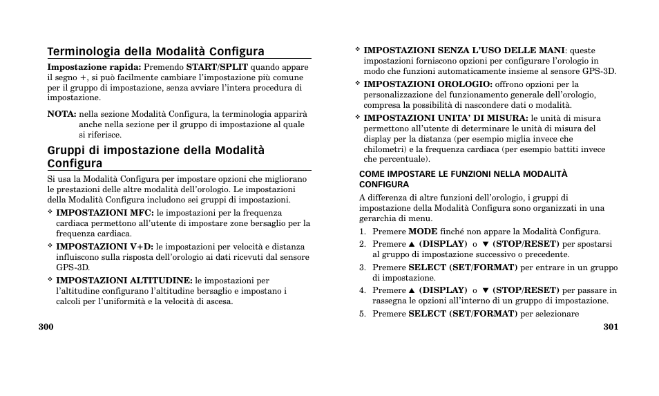 Terminologia della modalità configura | Timex M185 User Manual | Page 152 / 207