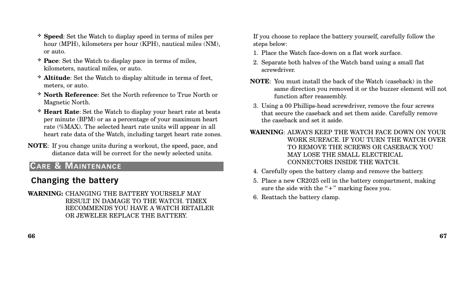Changing the battery | Timex M185 User Manual | Page 35 / 207