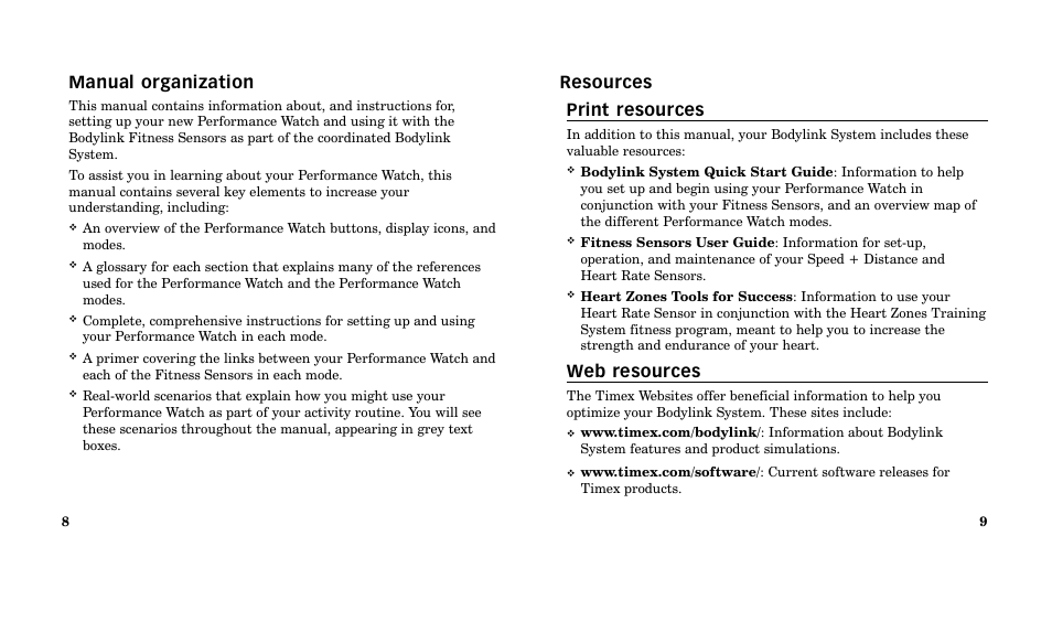 Manual organization, Web resources | Timex M185 User Manual | Page 6 / 207