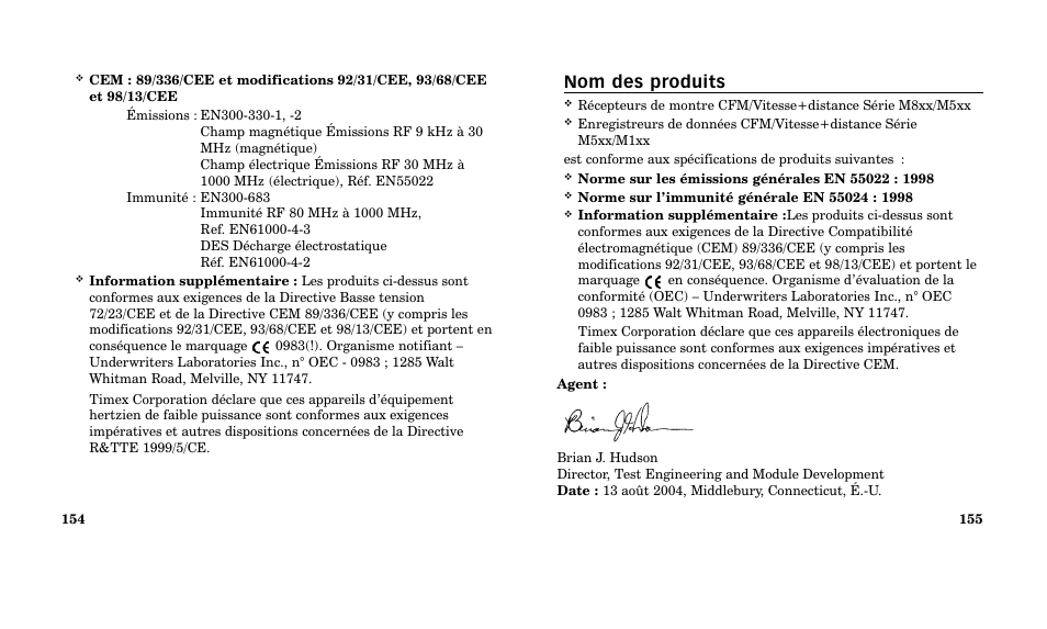 Nom des produits | Timex M185 User Manual | Page 79 / 207