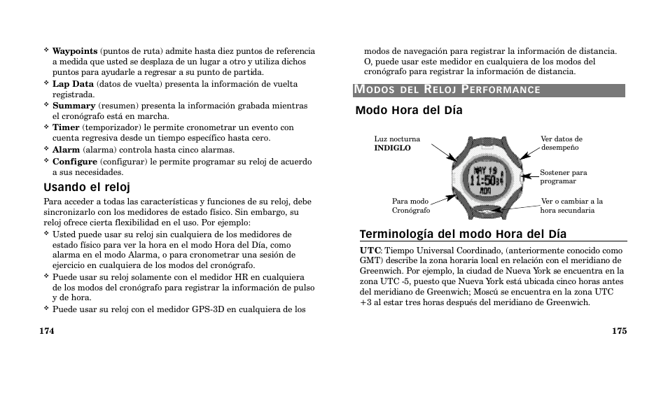 Usando el reloj | Timex M185 User Manual | Page 89 / 207