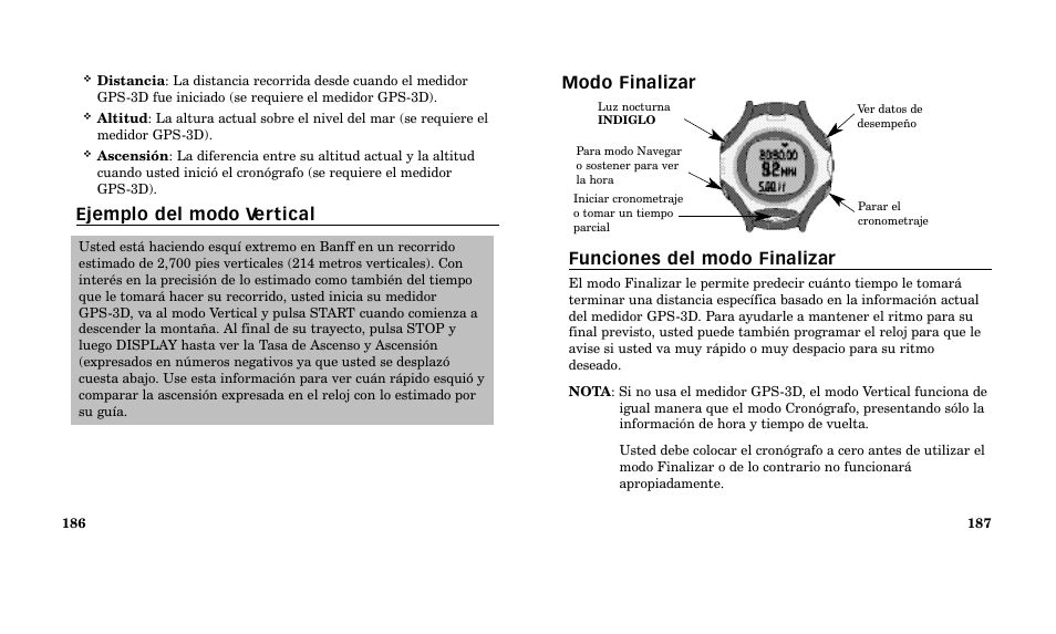 Modo finalizar funciones del modo finalizar | Timex M185 User Manual | Page 95 / 207