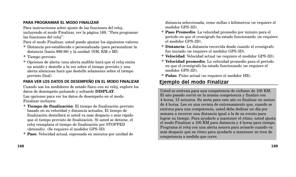 Ejemplo del modo finalizar | Timex M185 User Manual | Page 96 / 207