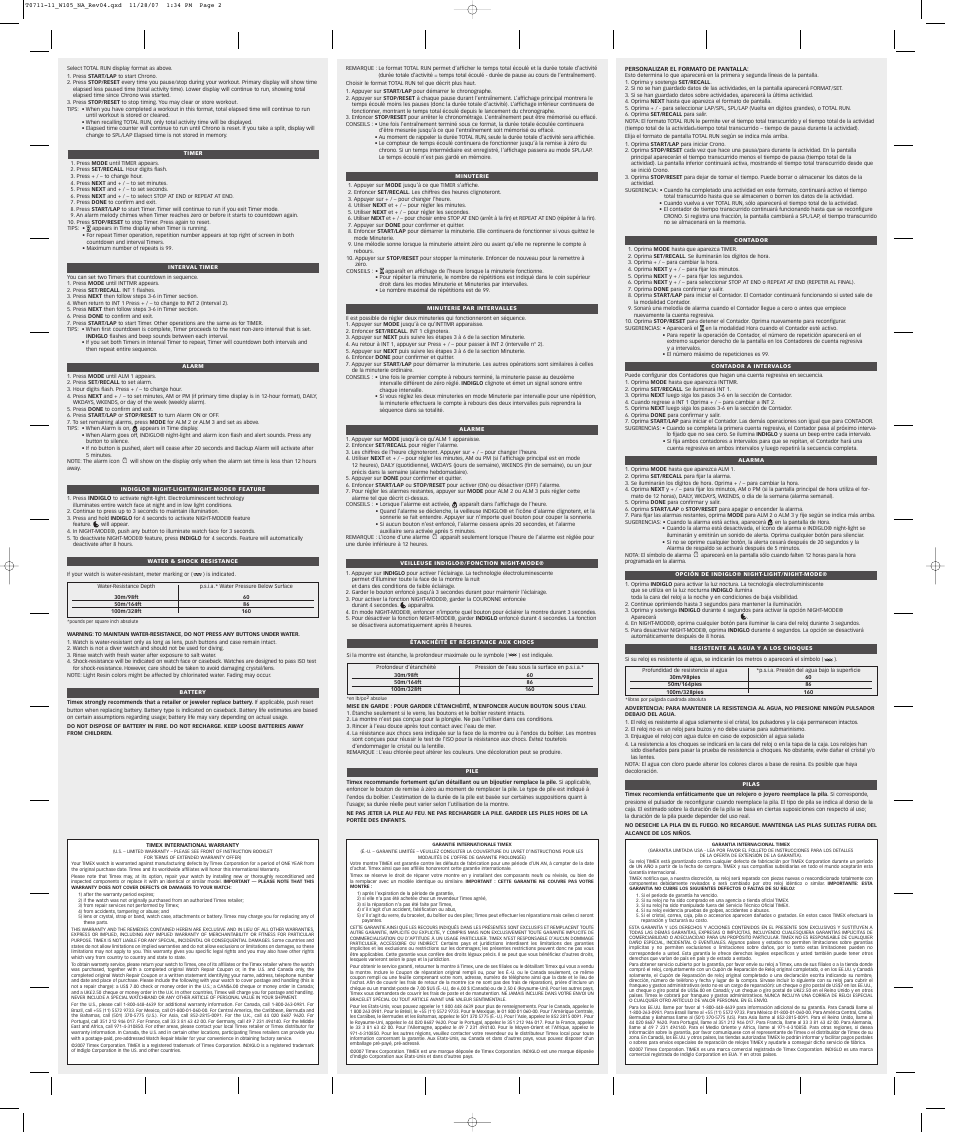 Timex 861-095018-02 NA User Manual | Page 2 / 2