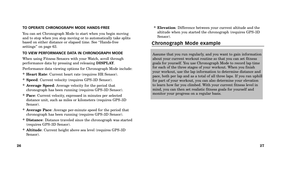 Chronograph mode example | Timex Performance Watch User Manual | Page 15 / 159