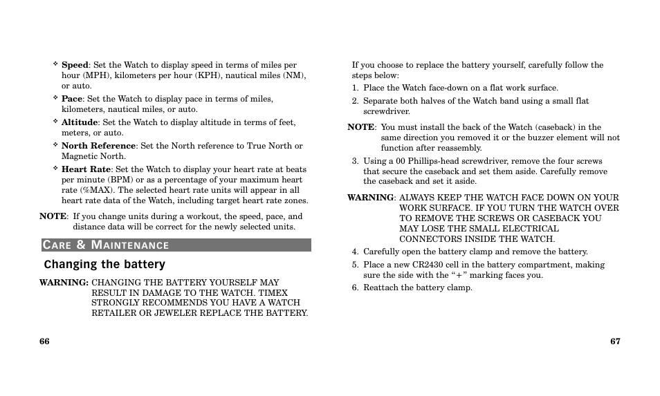 Changing the battery | Timex Performance Watch User Manual | Page 35 / 159