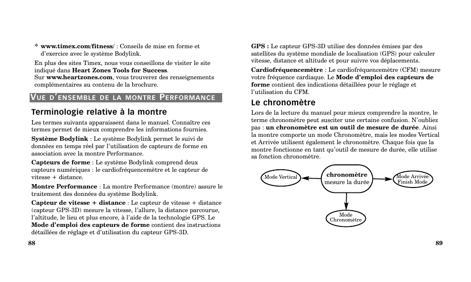 Le chronomètre, Terminologie relative à la montre | Timex Performance Watch User Manual | Page 46 / 159