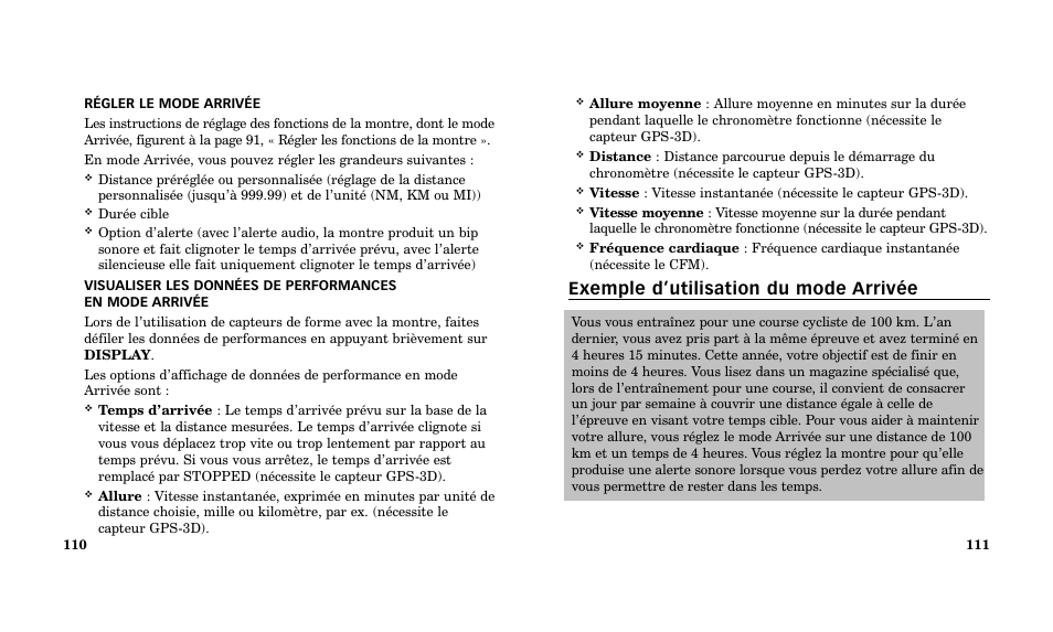 Exemple d’utilisation du mode arrivée | Timex Performance Watch User Manual | Page 57 / 159