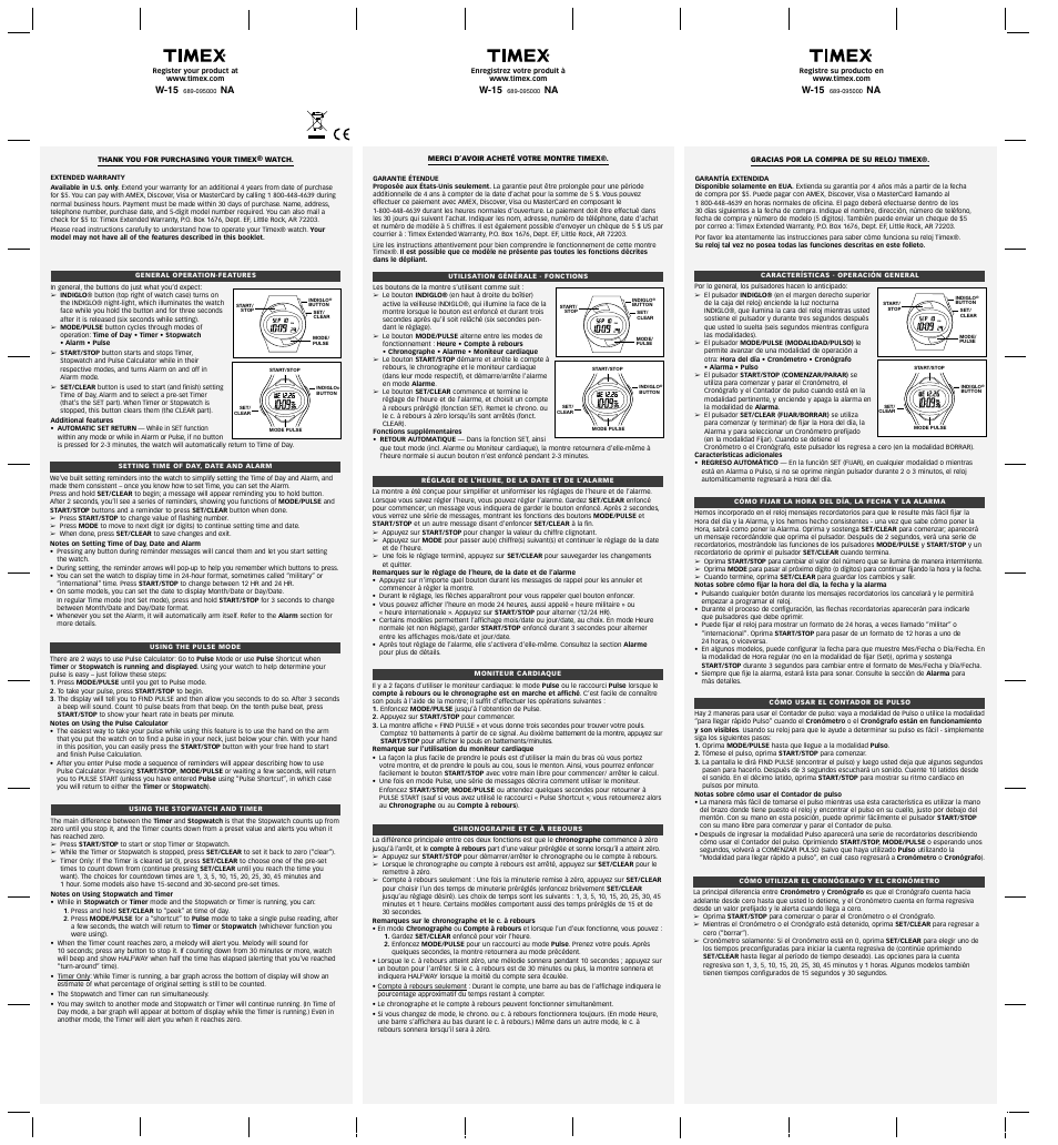 Timex 689-095000 NA User Manual | 2 pages