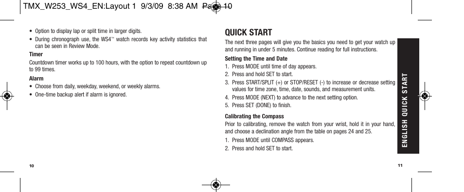 Quick start | Timex Expedition WS4 User Manual | Page 8 / 25