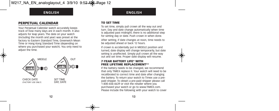 Timex 111-095009 User Manual | Page 10 / 16