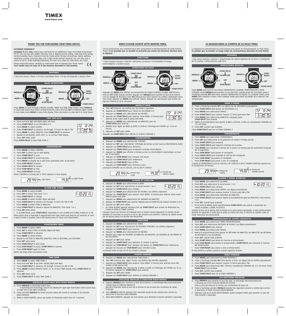 Timex 759-095003 User Manual | 2 pages