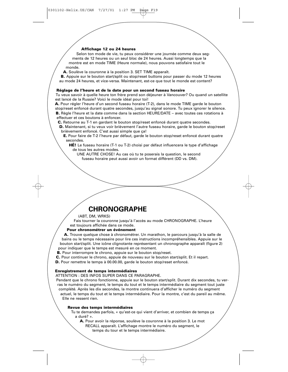 Chronographe | Timex Helix User Manual | Page 19 / 46