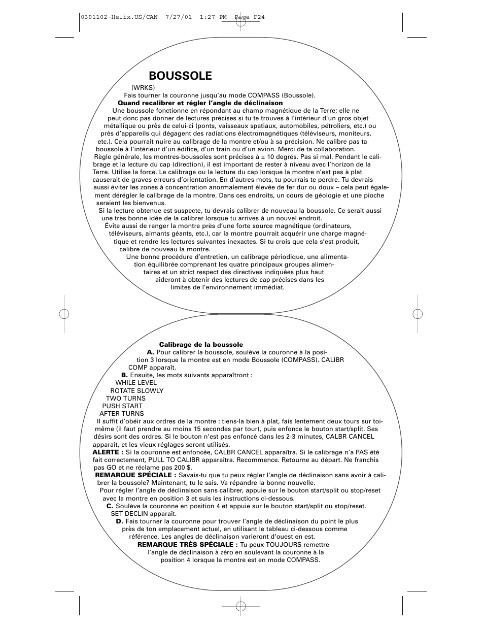 Boussole | Timex Helix User Manual | Page 24 / 46