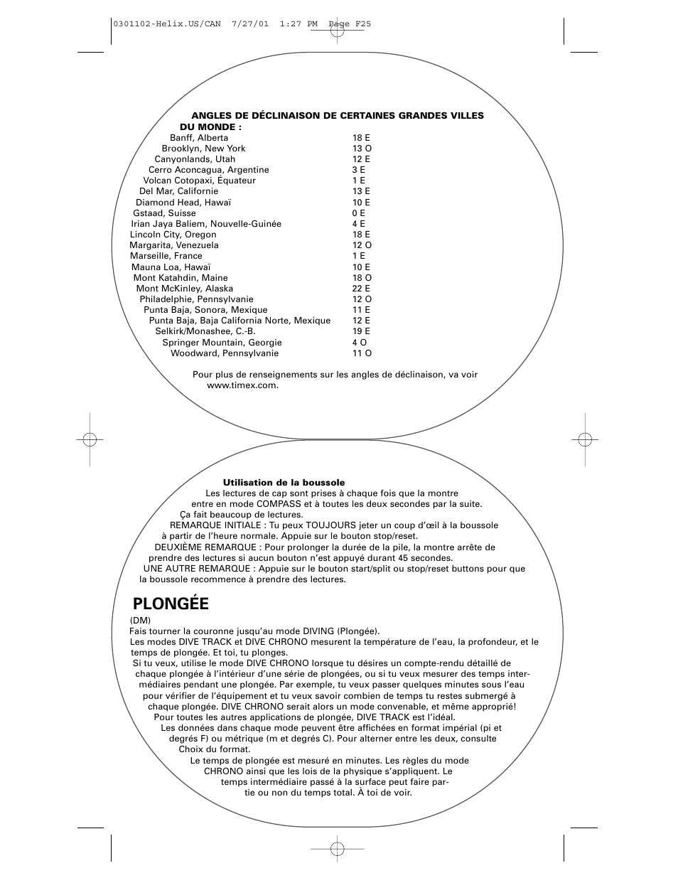 Plongée | Timex Helix User Manual | Page 25 / 46