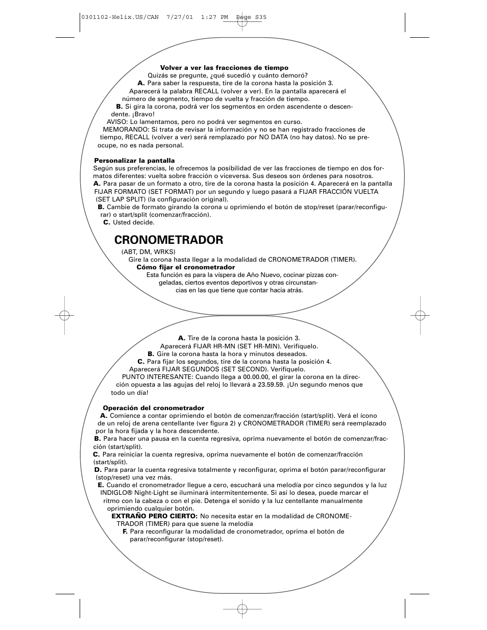 Cronometrador | Timex Helix User Manual | Page 35 / 46