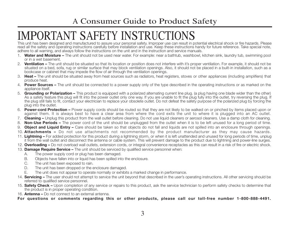 Important safety instructions, A consumer guide to product safety | Timex T308 User Manual | Page 3 / 12