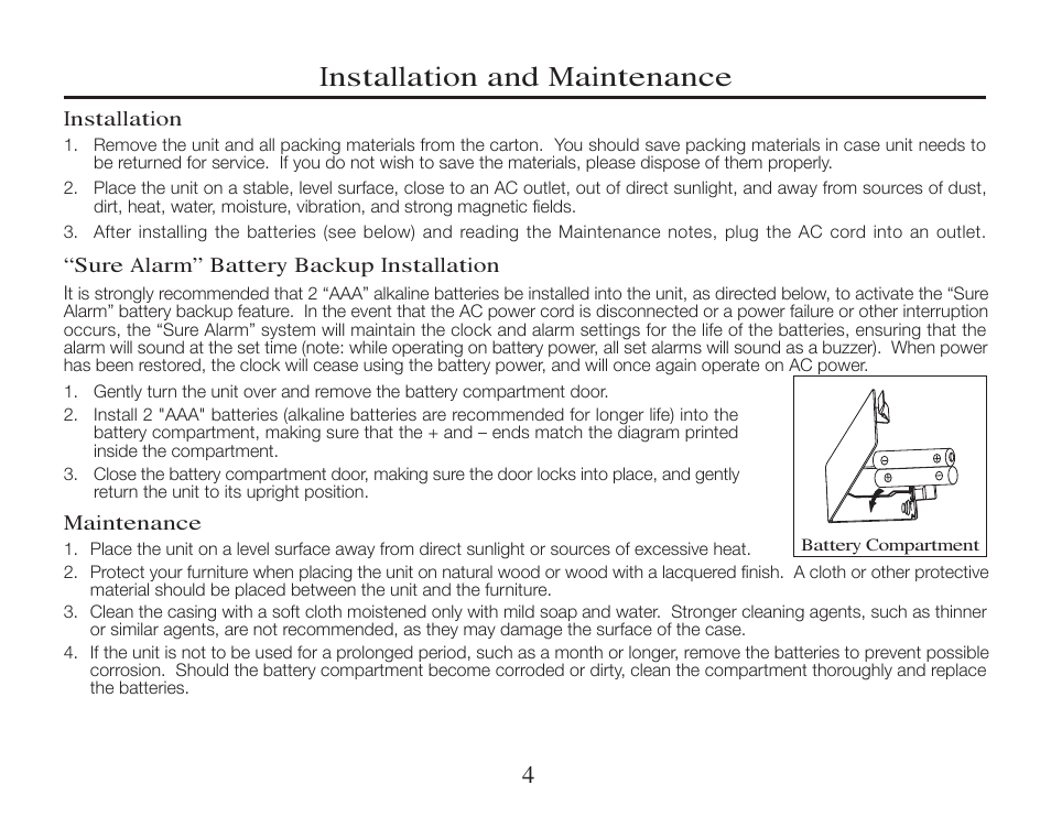 Installation and maintenance | Timex T308 User Manual | Page 4 / 12