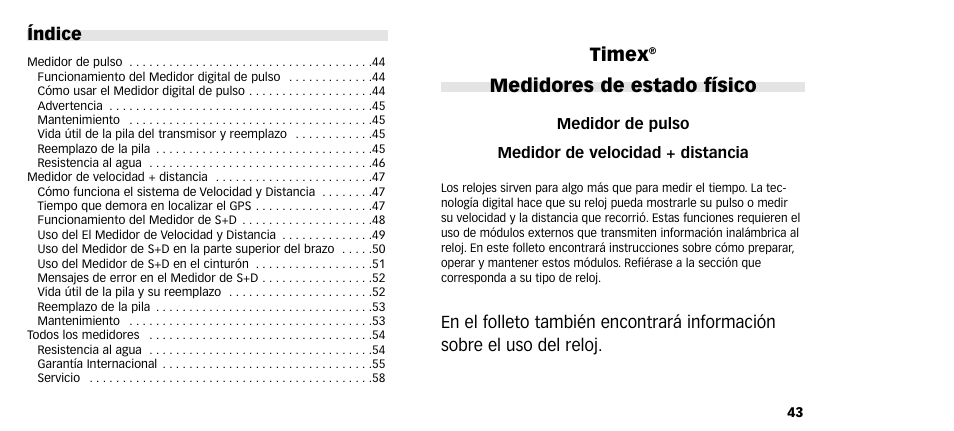 Timex, Medidores de estado físico | Timex M640 User Manual | Page 23 / 223