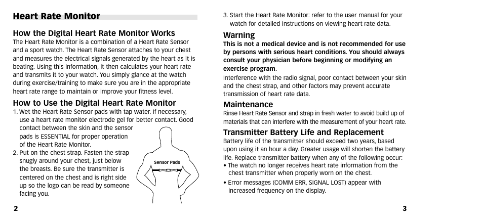 Heart rate monitor | Timex M640 User Manual | Page 3 / 223