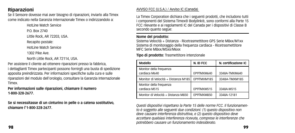 Riparazioni | Timex M640 User Manual | Page 51 / 223