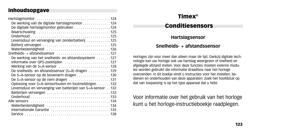 Timex, Conditiesensors | Timex M640 User Manual | Page 63 / 223