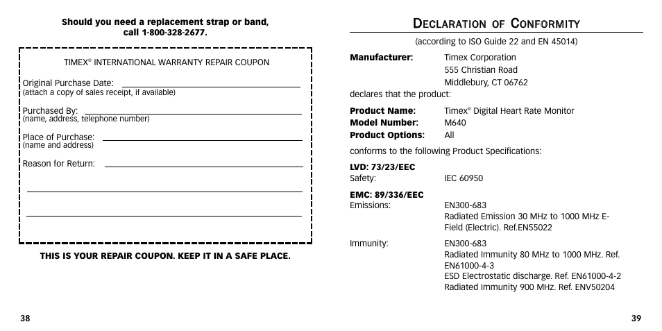 Timex M640 User Manual | Page 94 / 223