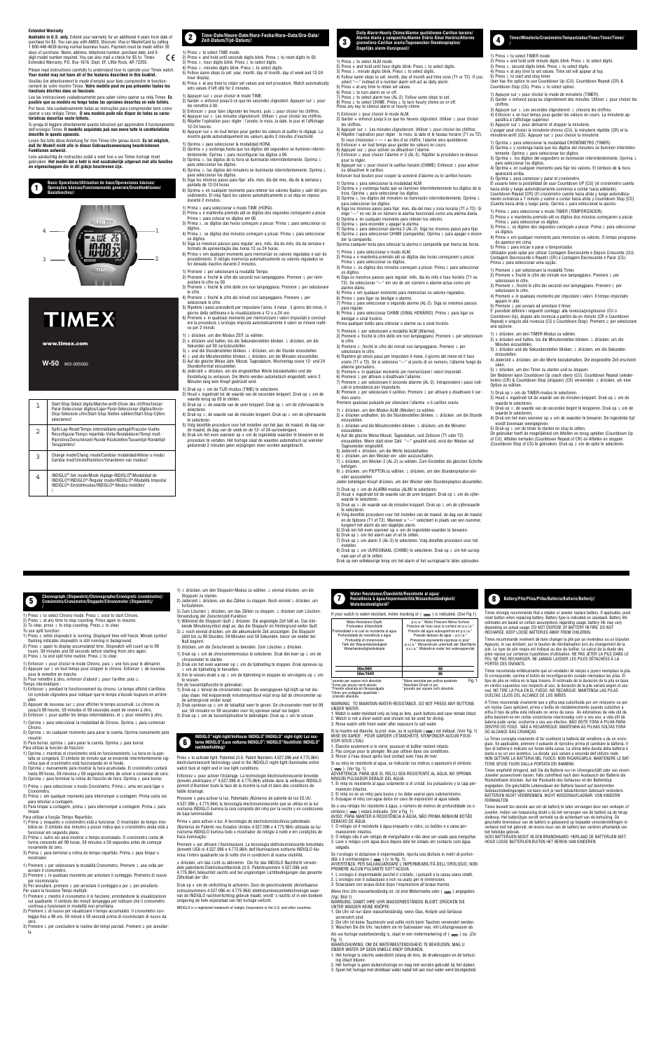 Timex W-50 User Manual | 1 page
