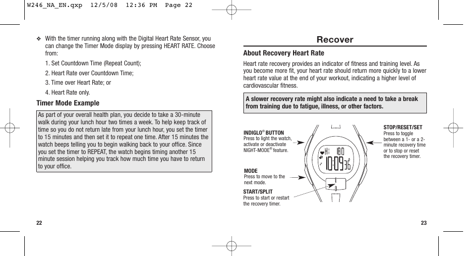 Recover | Timex 811-095000-02NA User Manual | Page 14 / 25