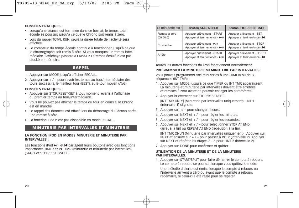 Timex M805 User Manual | Page 12 / 22