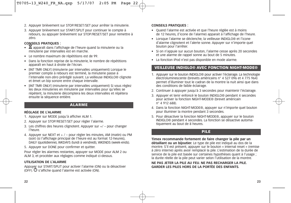 Timex M805 User Manual | Page 13 / 22