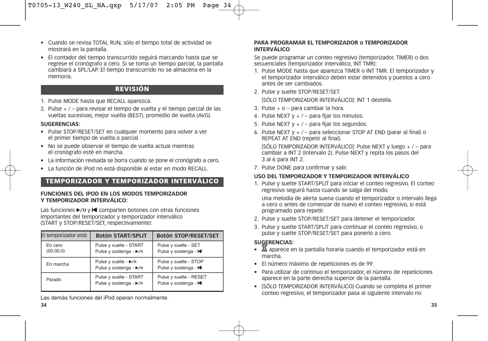 Timex M805 User Manual | Page 19 / 22