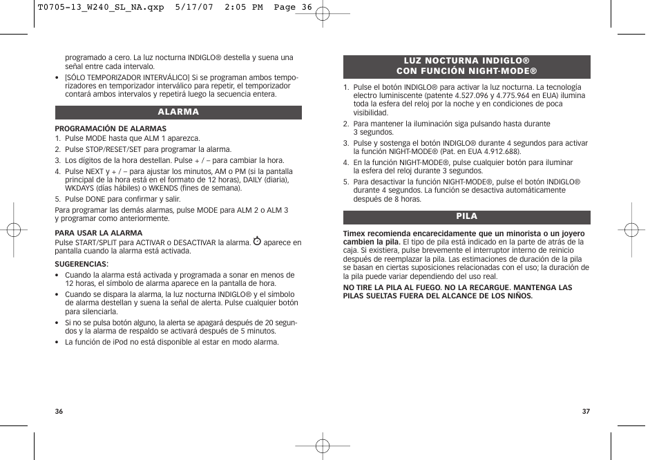 Timex M805 User Manual | Page 20 / 22